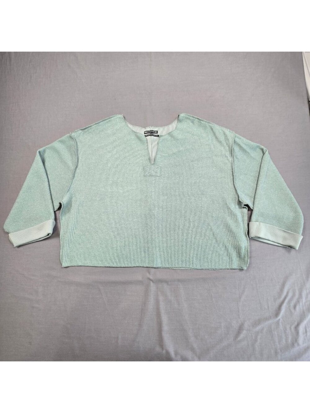 Urban Outfitters Medium Knit Boxy Cropped Sweater Sage Green Lightweight